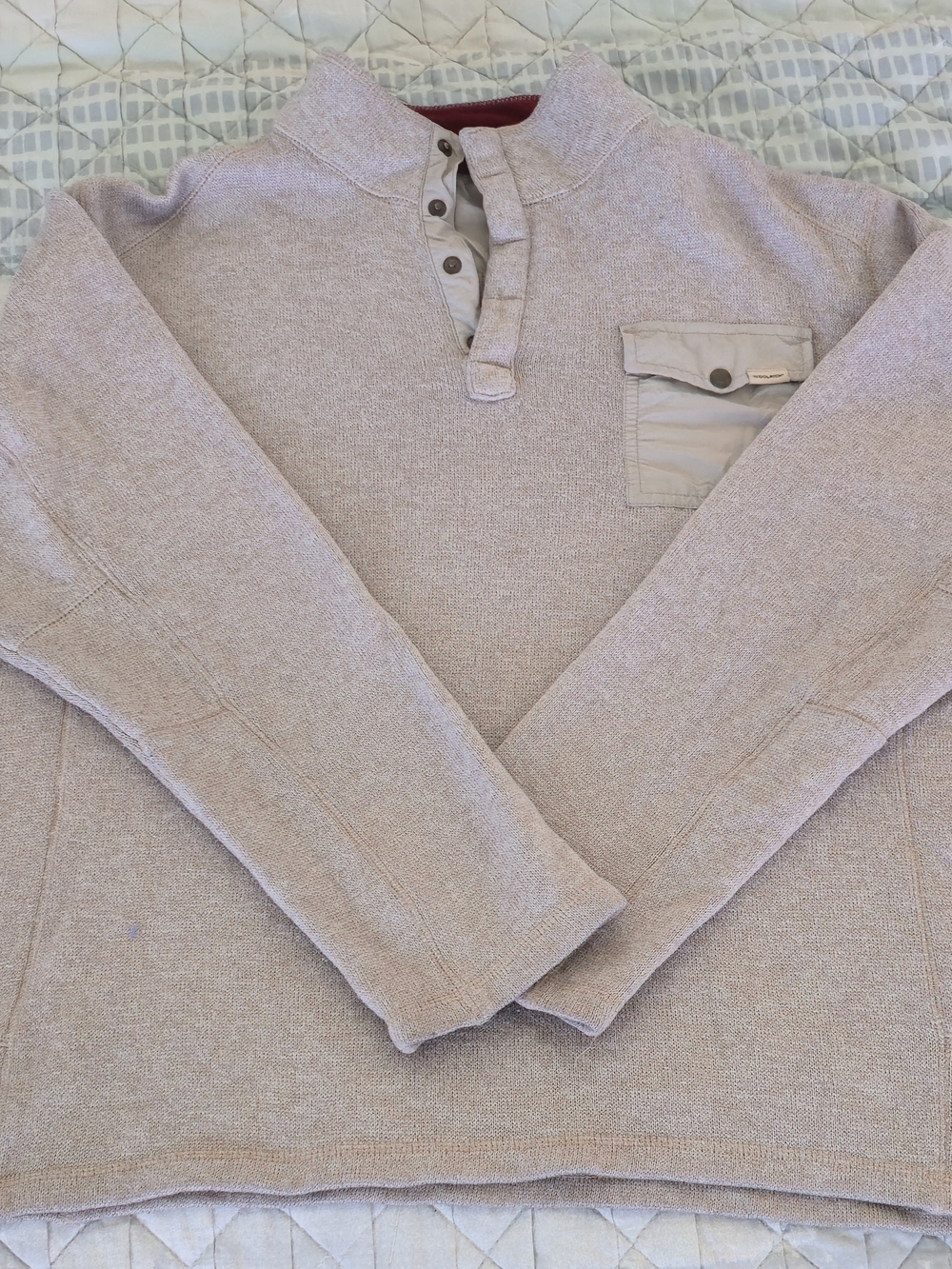 Woolrich Men's Crewneck Henley Pullover in Light Beige
